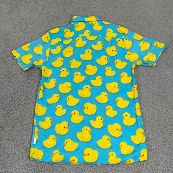Tipsy Elves Rubber Ducky Hawaiian Shirt Men L Blue Short Sleeve Button Front - Picture 4 of 10